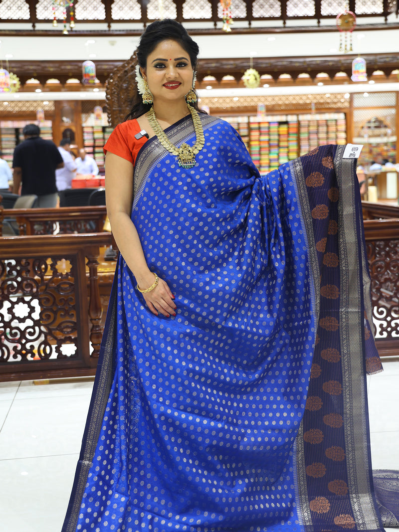 CSM-18264 | Peacock Blue & Navy Soft Banaras Silk Saree