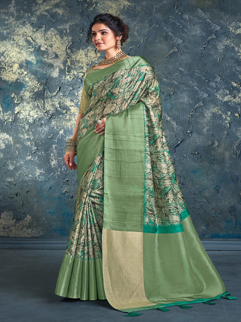 Rama Green Soft Dola Silk Saree