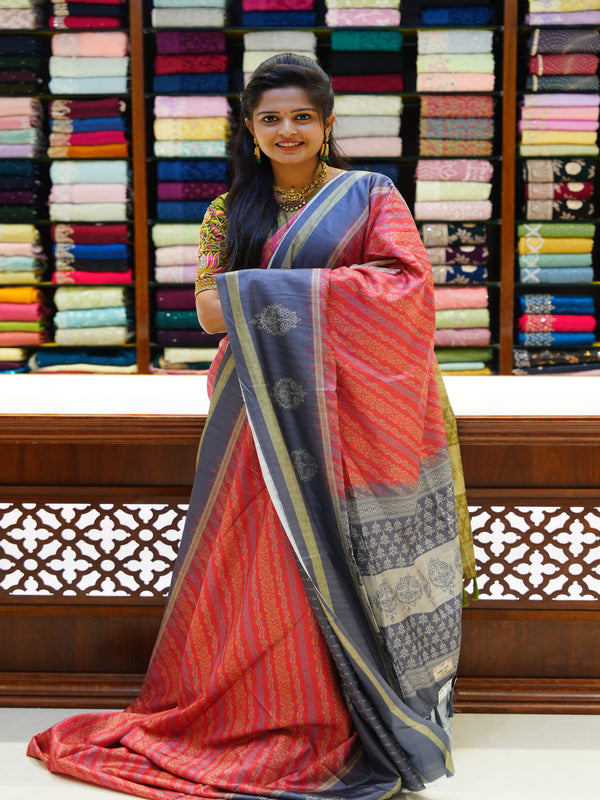 CSM-19707 | Red & Grey Lahariya Saree