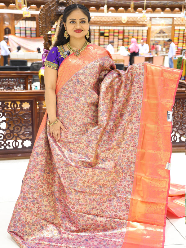 CSM-17095 | Beige & Pink Kanchi Pattu Saree