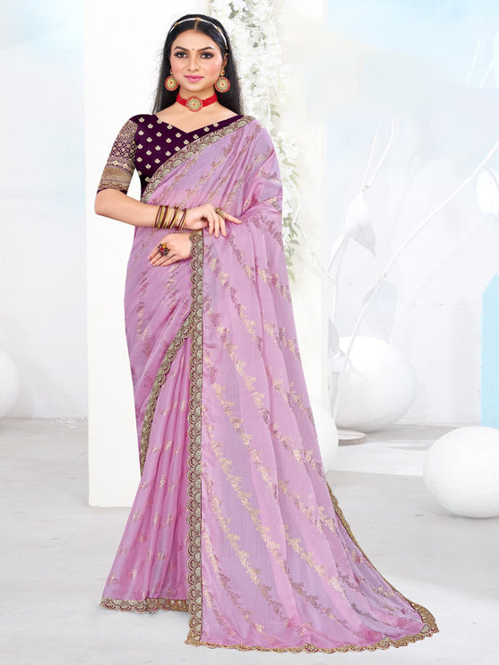 Lavender Chiffon saree