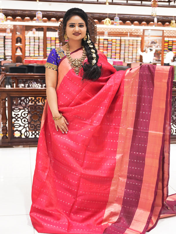 CSM-17999 | Red & Maroon uppada Pattu Saree