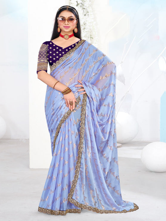 Lavender Chiffon saree