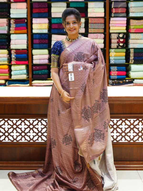 CSM-19730 | Light Brown Tusser Silk Saree