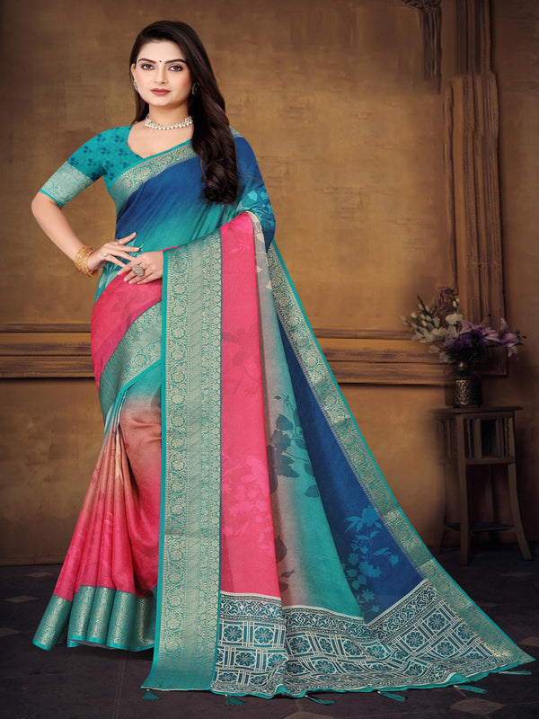 Magenta Moose crepe saree