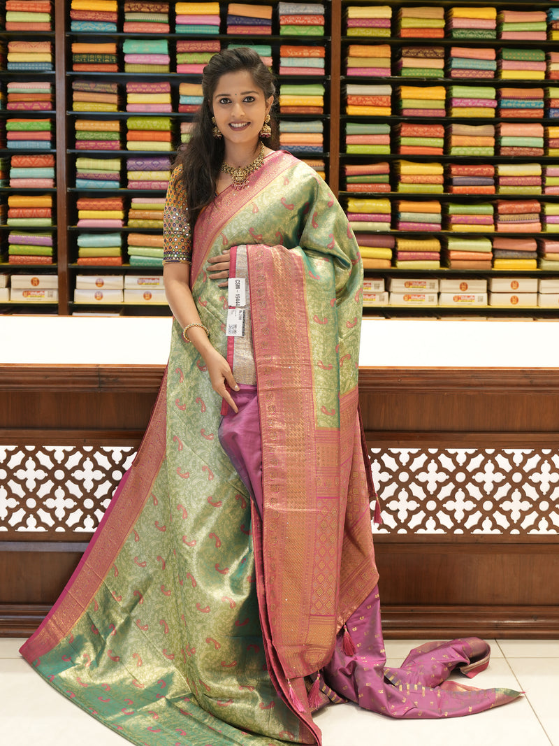 CSM-19444| Green Banaras Tissue  Saree