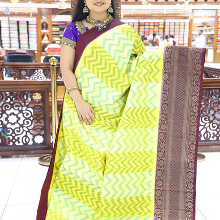 CSM-17295 | Yellow & Purple Pochampally Saree