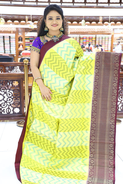 CSM-17295 | Yellow & Purple Pochampally Saree