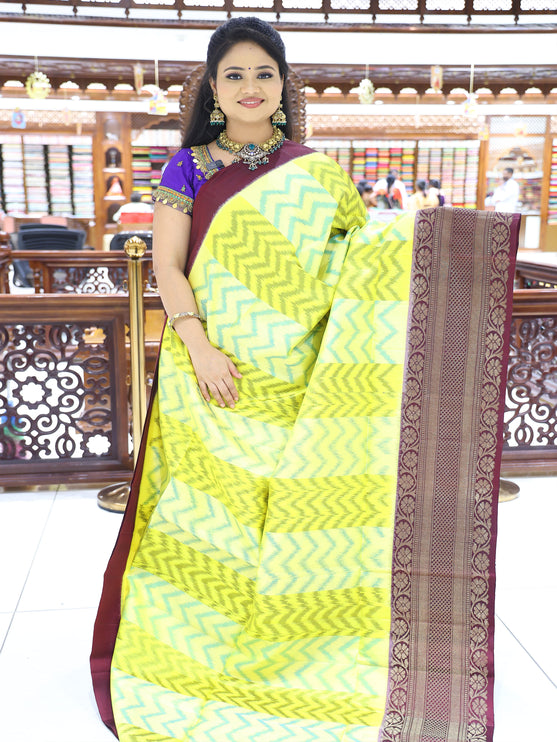 CSM-17295 | Yellow & Purple Pochampally Saree