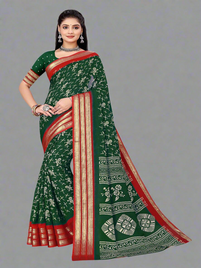 Grey & Magenta Moose Crepe Saree