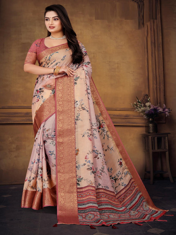 Light Pink Moose crepe saree