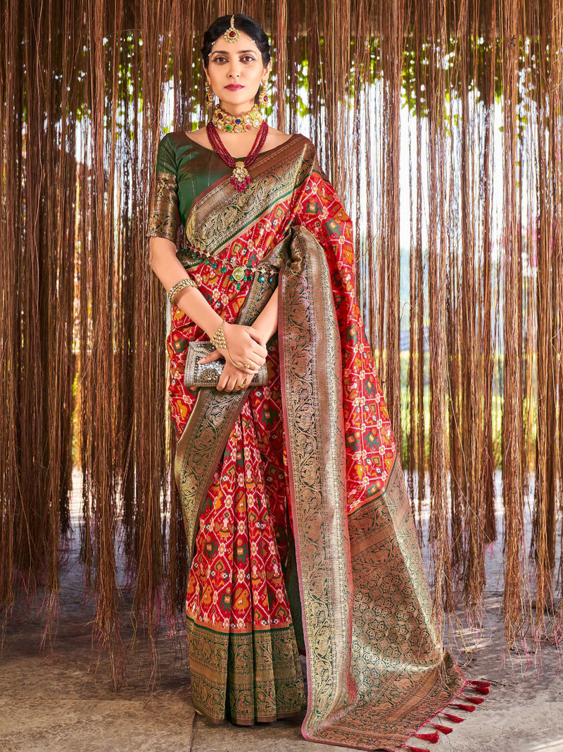 Navy & Red soft Banaras silk saree