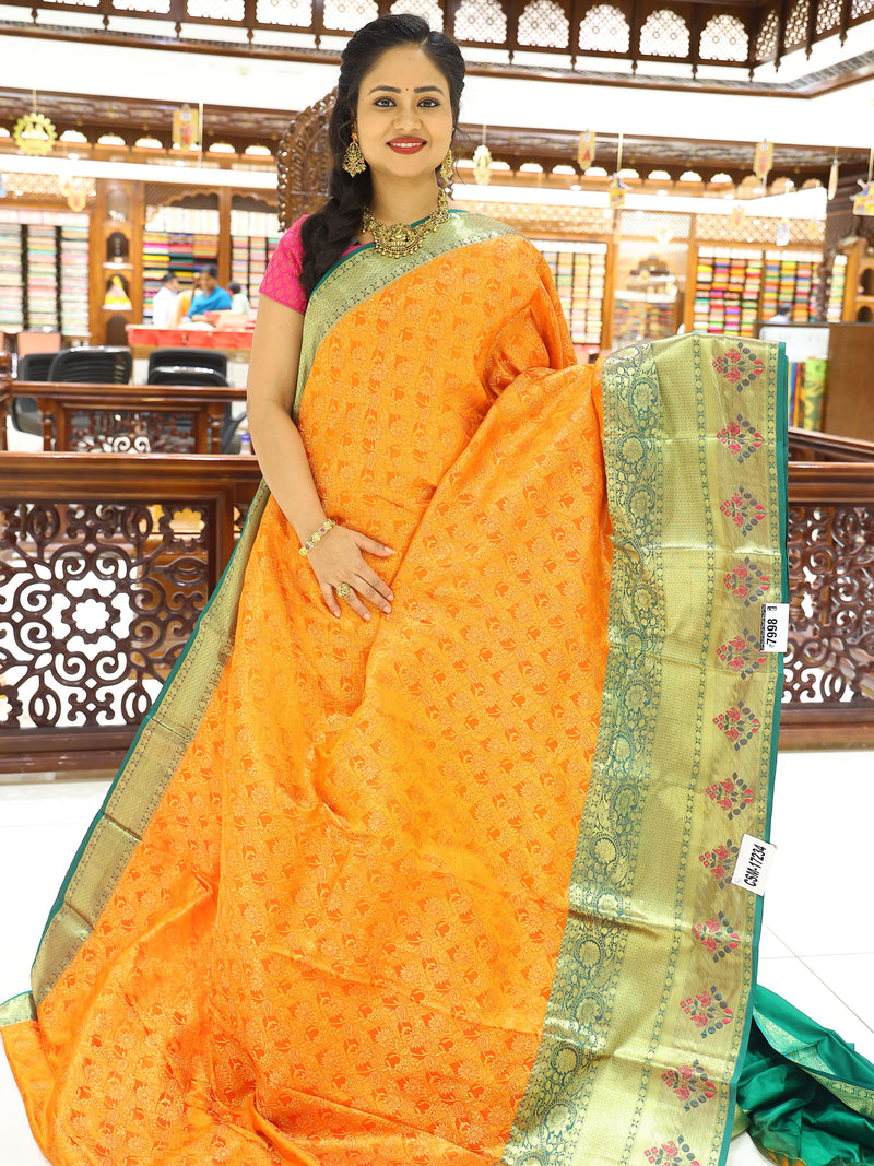 CSM-17234 | Orange & Green Kanchi Sahithi Pattu Saree