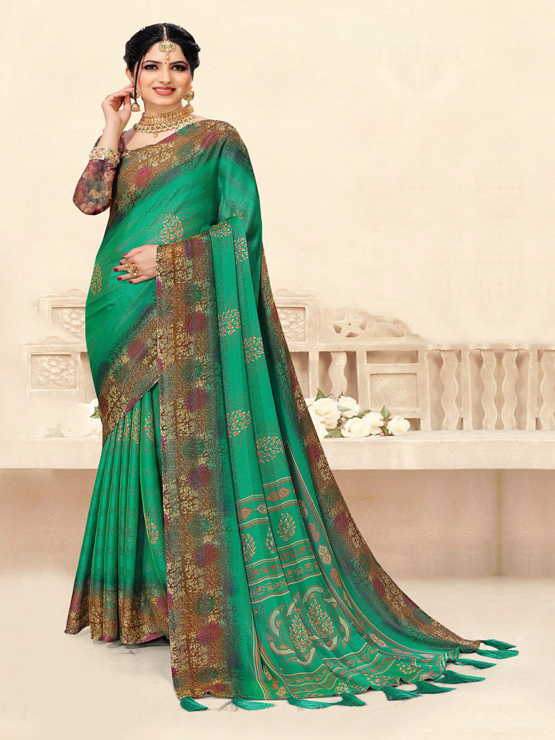 Rama Green  Chiffon Saree | BUY 1 GET 1 FREE