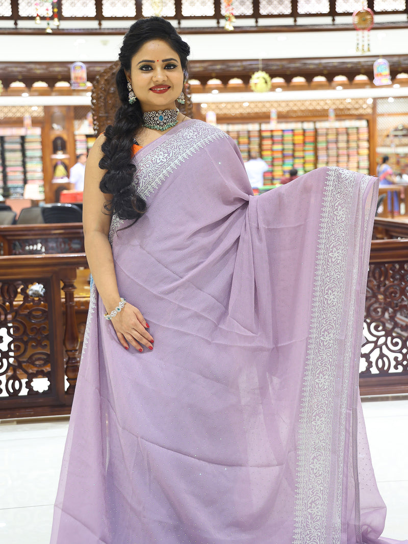 CSM-18285 | Lavender Georgette Glass Tissue Saree