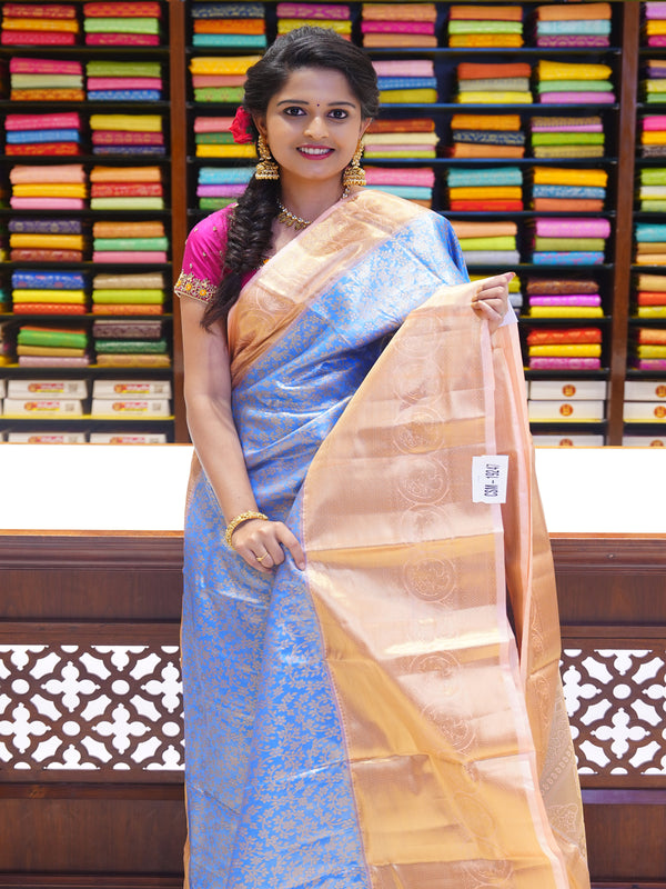 CSM-19247 | Tiffany Blue & Peach Kanchi Padiya Pattu Saree