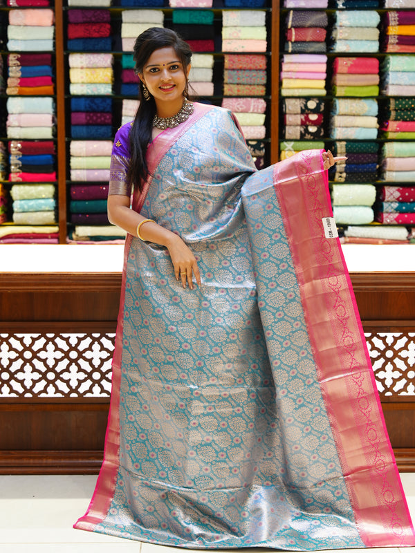 CSM-19689 | Mint Green & Rani Pink Kanchi Padiya Pattu Saree