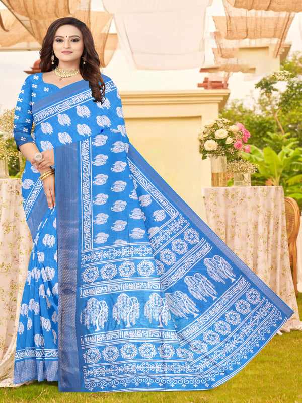 Tiffany Blue Soft Silk saree  | BUY 1 GET 1 FREE