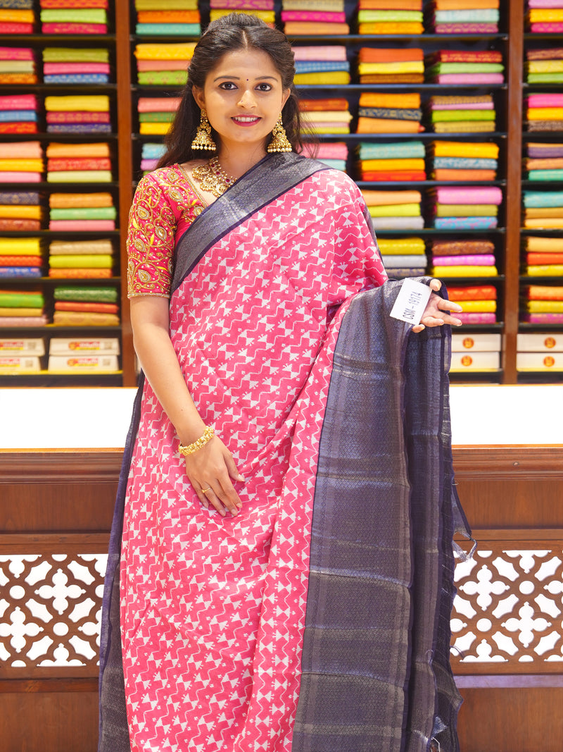 CSM-19174 | Light Pink Tussar Printed Saree