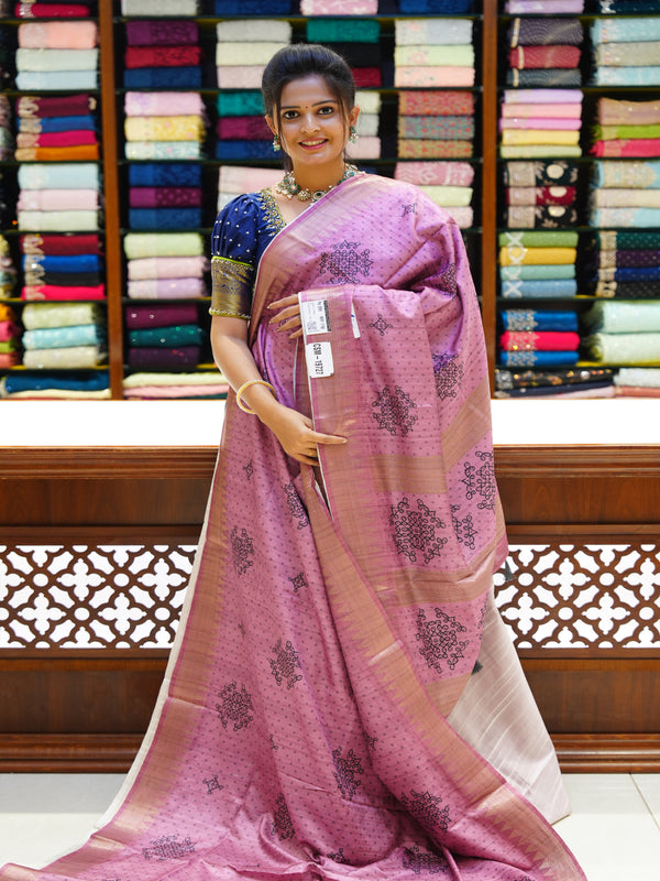 CSM-19727 | Onion Pink  Tusser Silk Saree