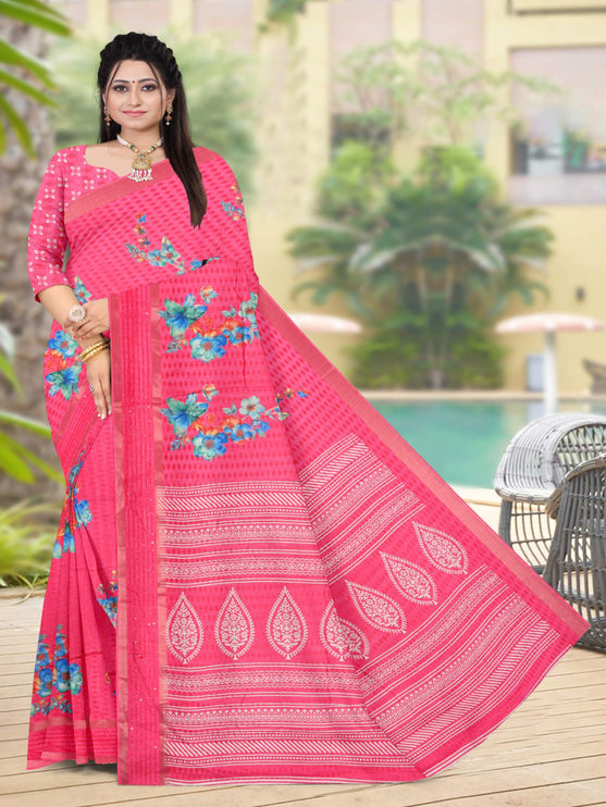 Pink  Raw Silk  saree