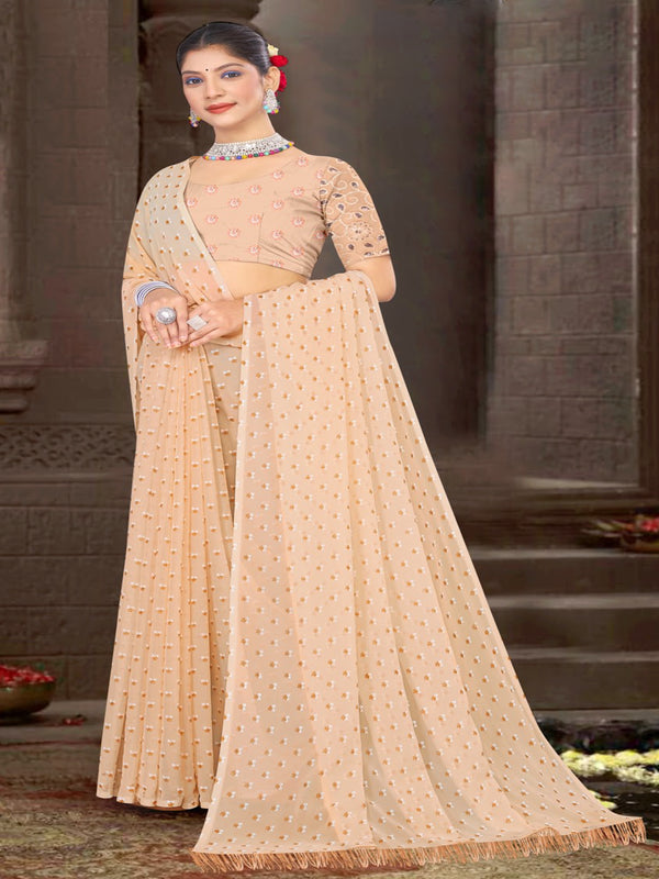 Beige Georgette saree