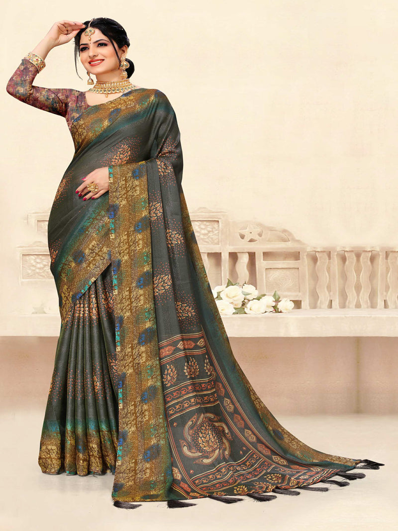 Rama Green  Chiffon Saree | BUY 1 GET 1 FREE