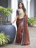 Onion Pink & Brown Soft Silk saree