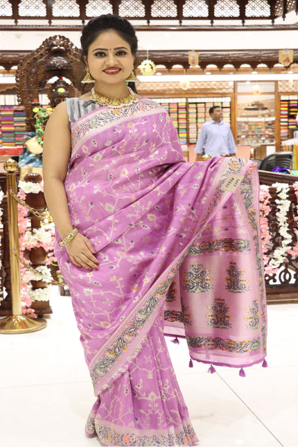 CSM-17568 | Light Lavender Fancy Khadi Silk Saree