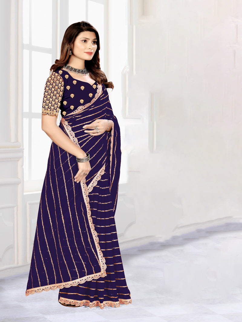 Violet Georgette saree