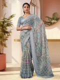 Lavender Georgette  saree