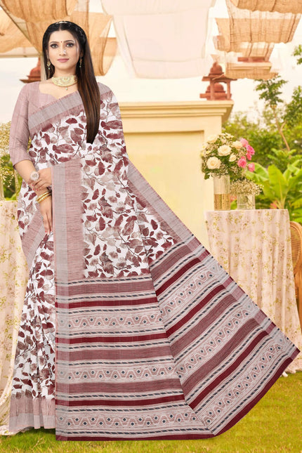 Brown Soft Jute saree  | BUY 1 GET 1 FREE