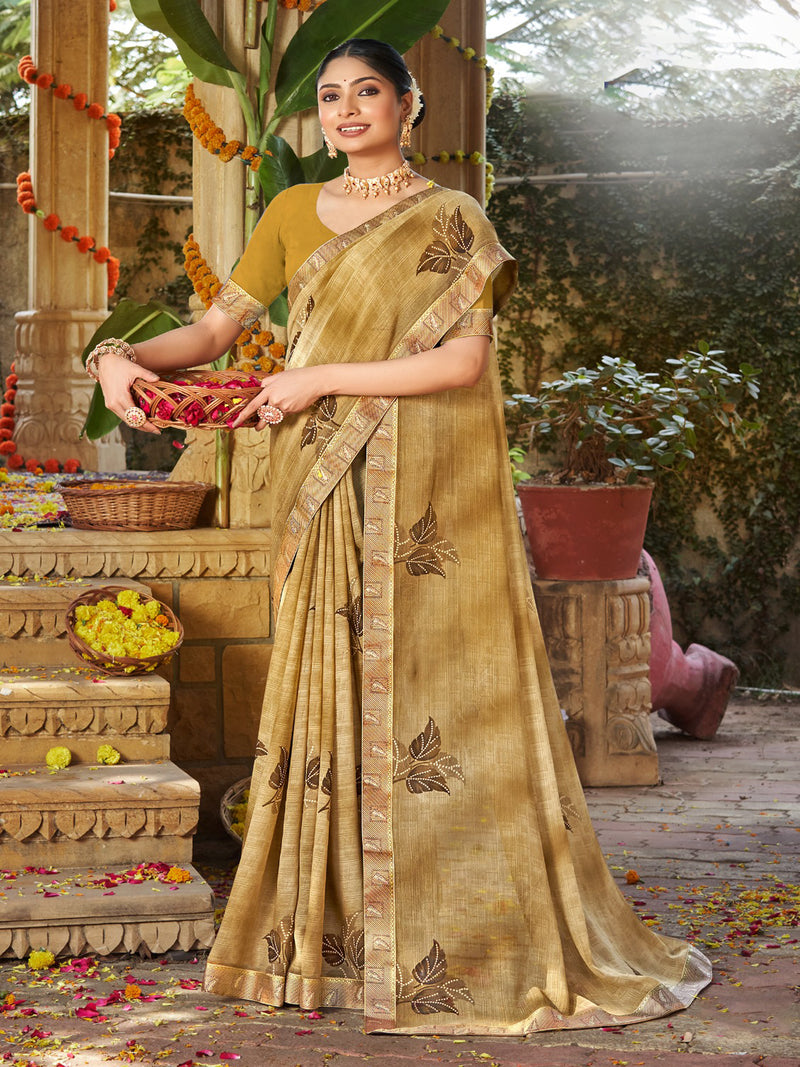 Light Orange Georgette saree  | BUY 1 GET 1 FREE