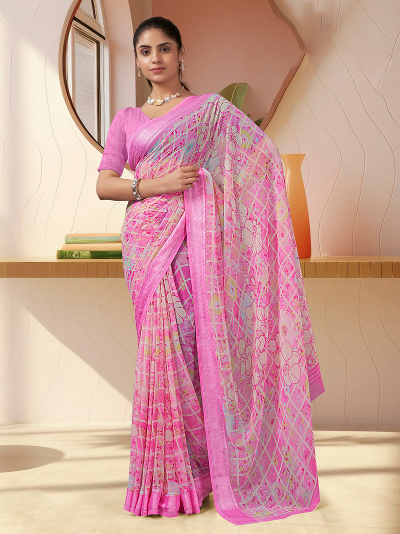 Lavender Georgette  saree