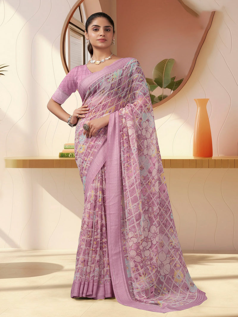 Lavender Georgette  saree