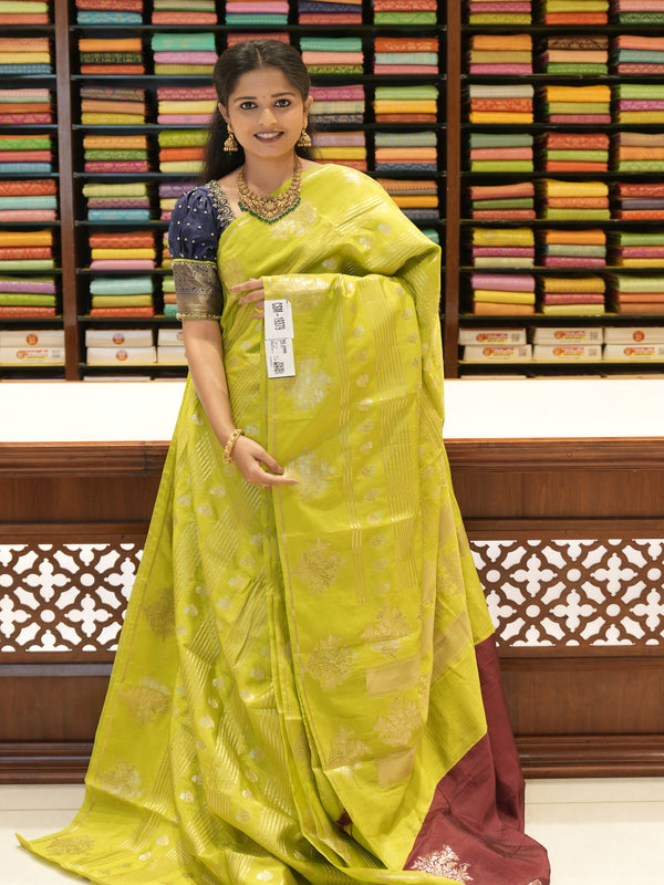 CSM-19379 | Parrot Green Dola Silk Saree