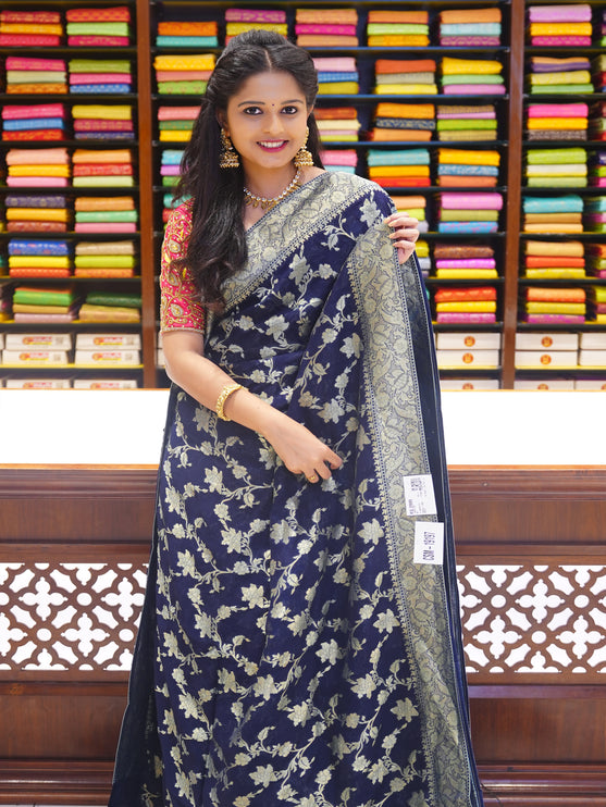 CSM-19197 | Navy Kaddi Georgette Saree