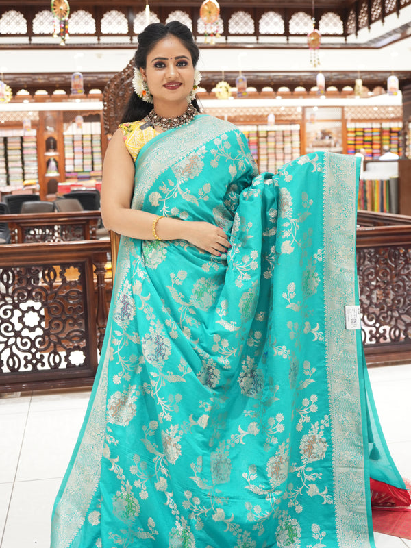 CSM-17878 | Rama Green Soft Banars Silk saree