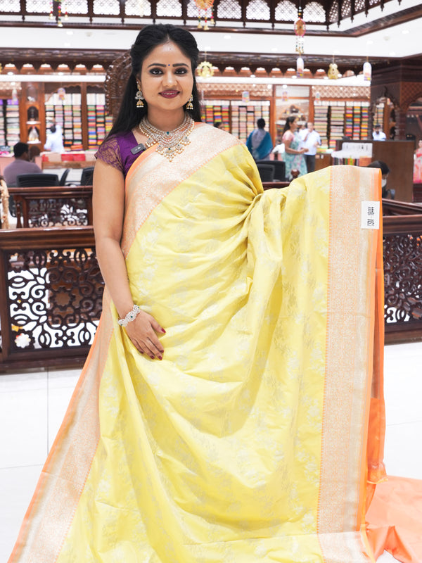 CSM-18444 | Yellow Banaras Kathan Silk Saree