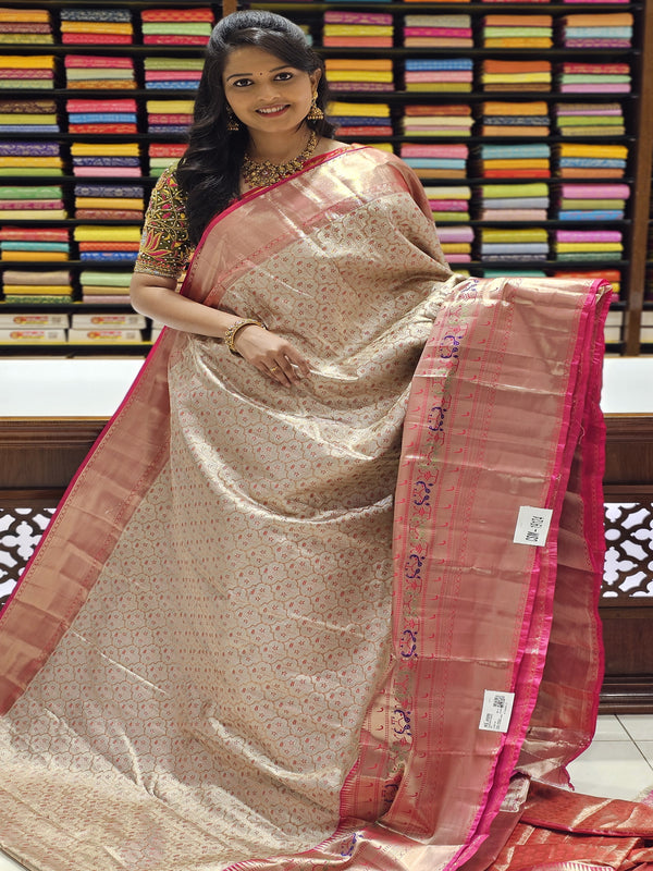 CSM-19124 | Rust & Rani Pink Kanchi Padiya Pattu Saree