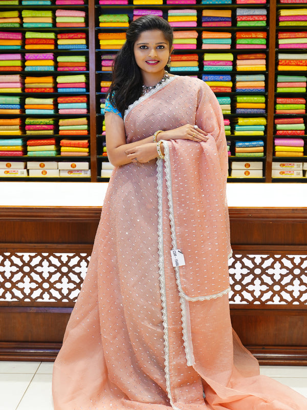 CSM-19486 | Light Pink Crush Georgette Saree