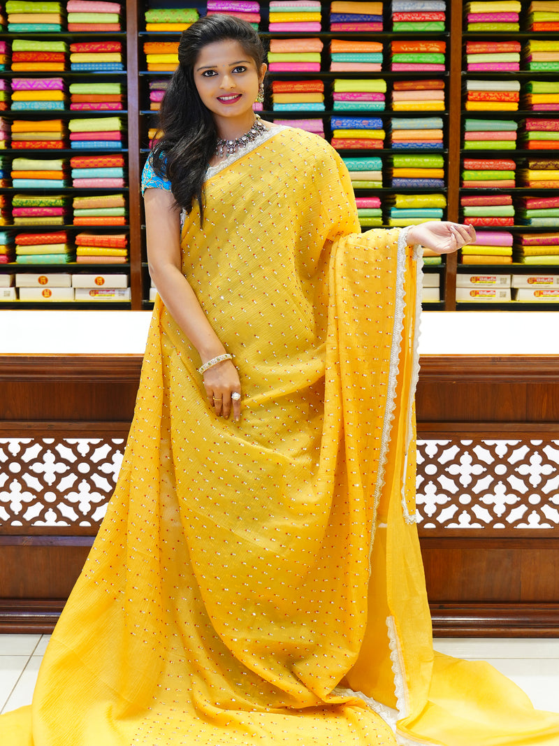 CSM-19488 | Mustard Crush Georgette Saree