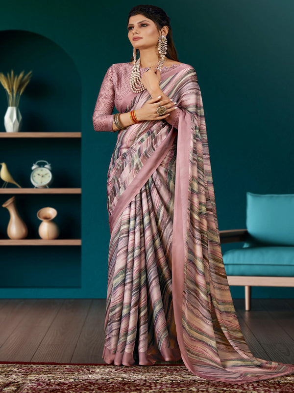 Onion Pink  Dola Crepe Silk saree