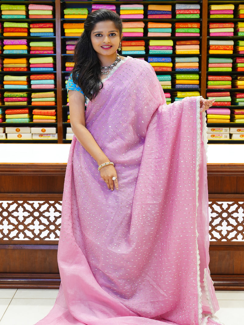 CSM-19489 | Onion Pink Crush Georgette Saree