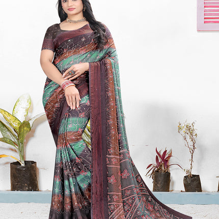 Light Brown Chiffon saree