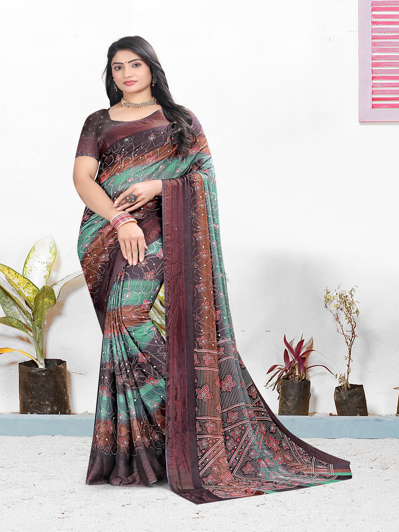 Light Brown Chiffon saree