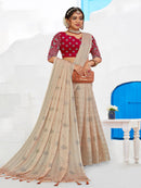 Cream Georgette saree