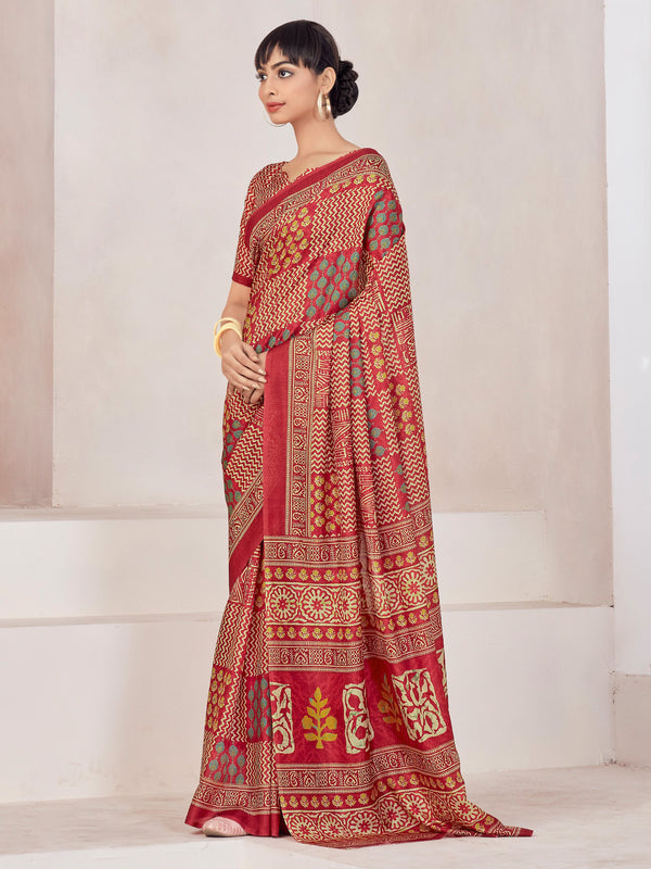 Rani Pink Raw Silk Saree  | BUY 1 GET 1 FREE