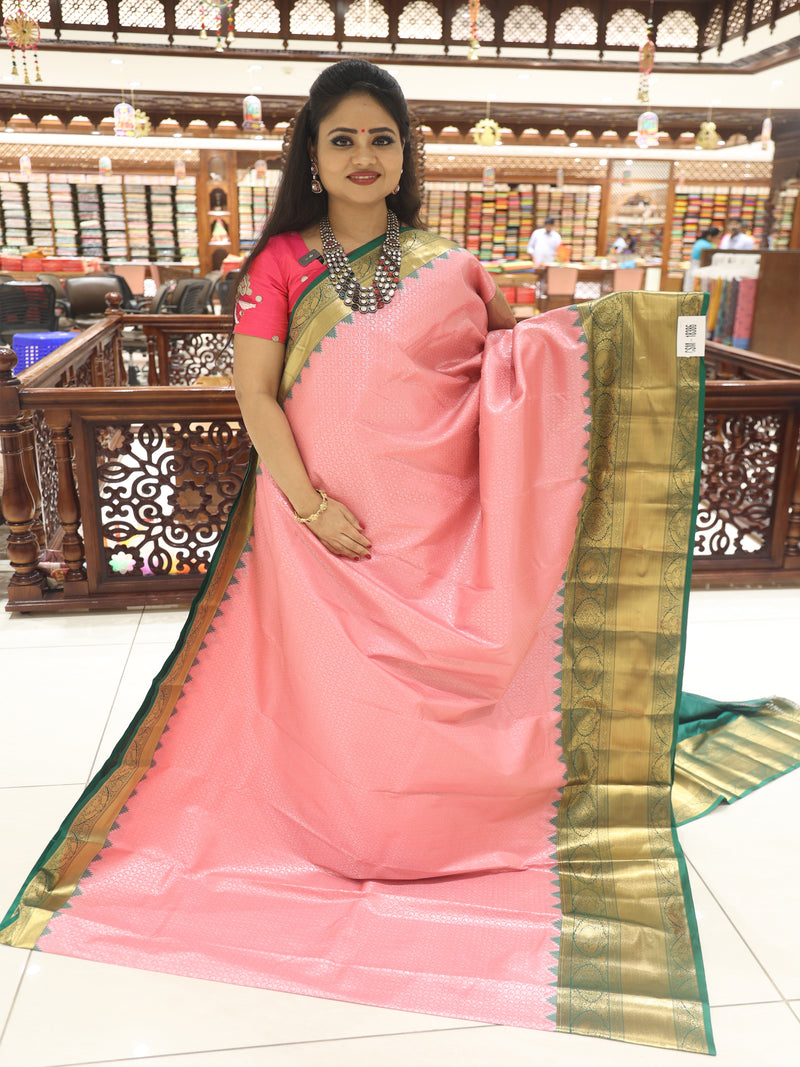 CSM-18386 | Baby Pink & Green Kanchi Pattu Saree