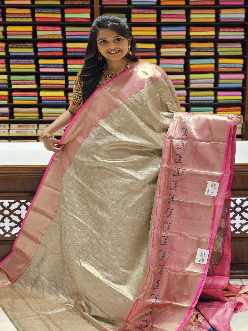 CSM-19123 | Pista Green & Baby Pink Kanchi Padiya Pattu Saree